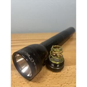 Mag-Lite Flashlight 3 D Cell Black Vintage Mag Light 12" Tested Working Metal